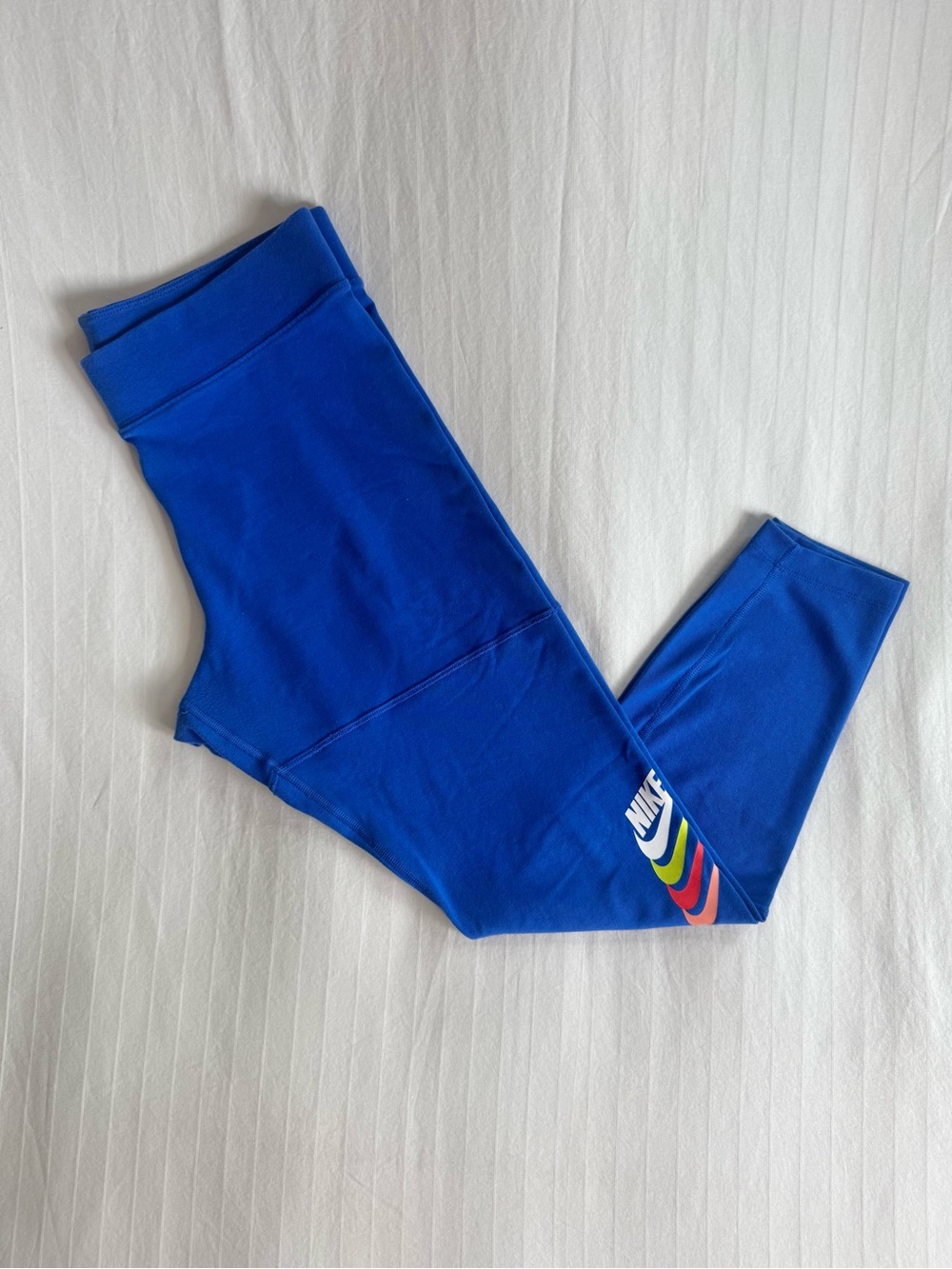 Nike Royal Blue Girls' Leggings with Rainbow Swoosh